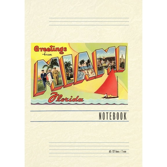 Vintage Lined Notebook Greetings from Miami, Florida (Paperback)