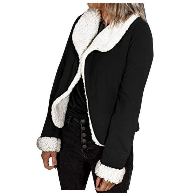 CAICJ98 Coat Rack Freestanding Long Winter Coats for Women,Women'S Fashion Printed Casual Plaid Collar Tweed Loose Coat Outerwear Jacket Black,L
