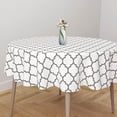 thumbnail image 3 of Moroccan Tablecloth Grey Quatrefoil Moroccan Table Cloth Round 60 Inch Washable Reused Plaid Table Cover for Holiday Party Dinner Dining Kitchen Table Decor, 3 of 6