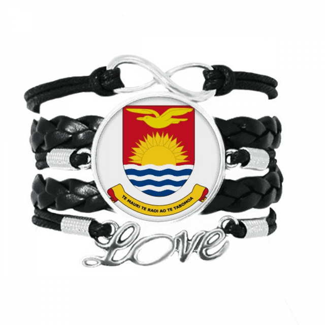 Kiribati Oceania National Emblem Bracelet Love Accessory Twisted Leather Knitting Rope Wristband