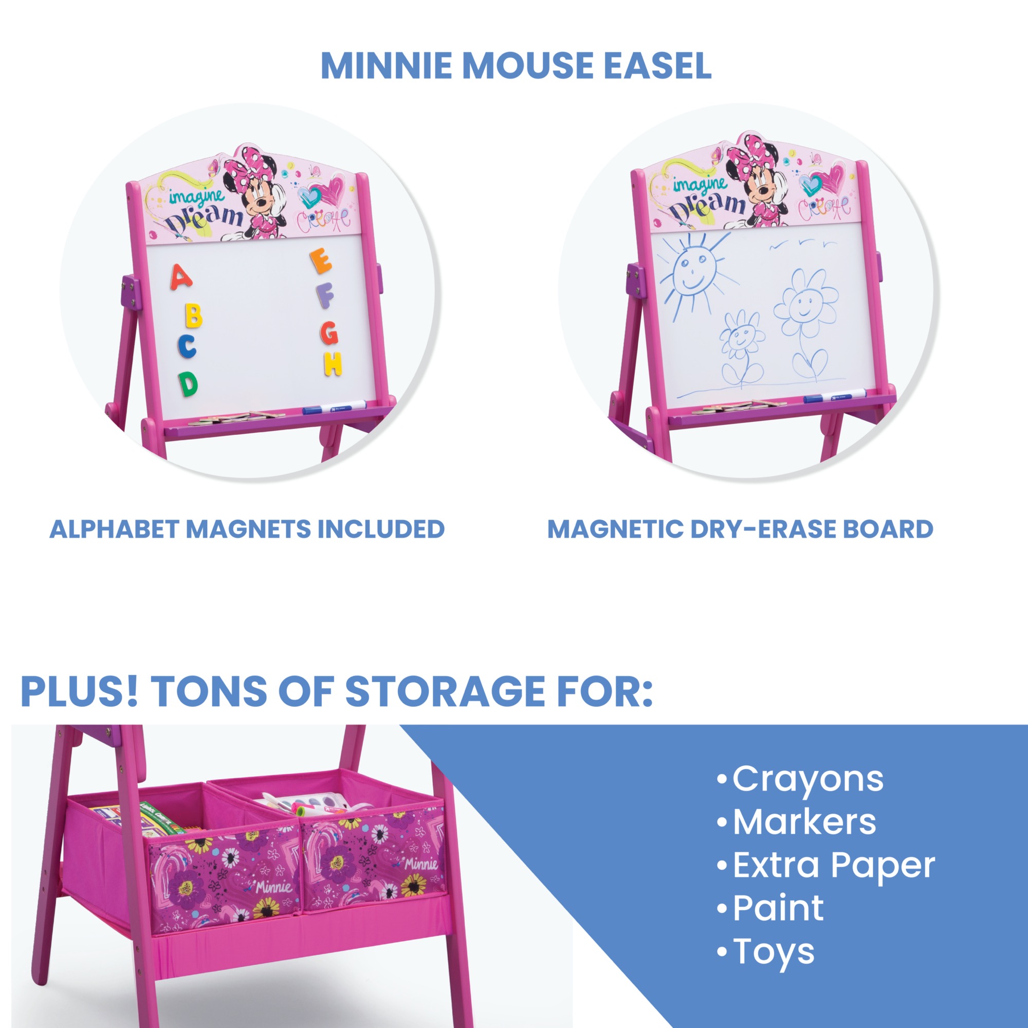 Disney Minnie Mouse Activity Easel with Storage by Delta Children, Greenguard Gold Certified - image 5 of 8