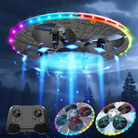 kttectoa Drones Gifts Foam Drone with Cool Lights UFO Toys Altitude Hold Foldable Drone Quadcopter Route Fly Altitude Hold Headless Christmas