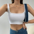 thumbnail image 2 of MESSUEN Cami Tank Top Bralettes for Women Square Neckline Camisole Sleeveless Tank Top Fit Scoop Neck Ribbed Knit Basic Crop Tops Cami Shirts Ladies Tops Summer Shirts White M, 2 of 6