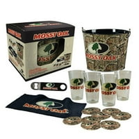 Mossy Oak Camouflage 4-Pint Glass Set with Bucket, Coasters, and more MO-68700 by Ace Products