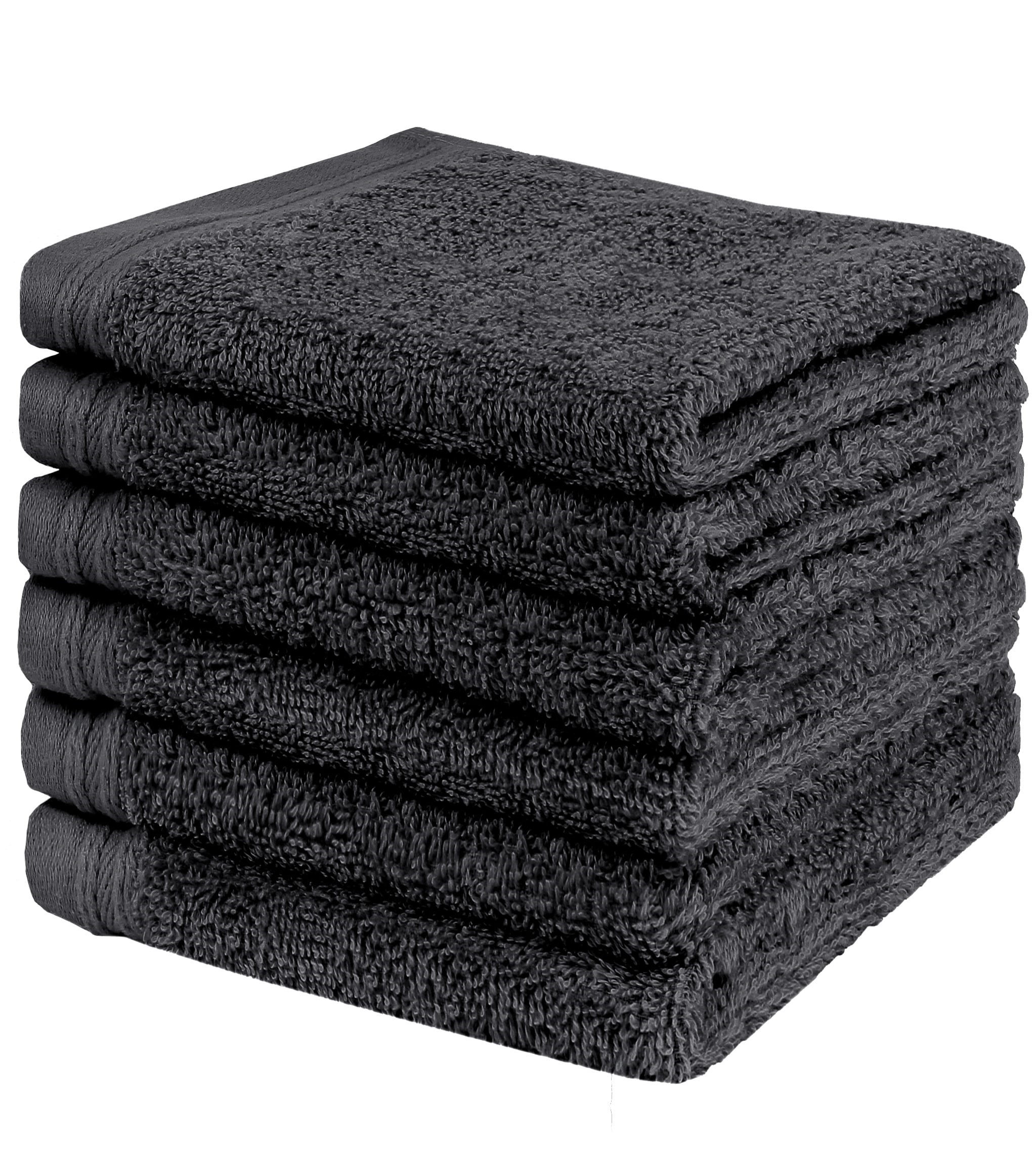 Weidemans 100% Cotton Washcloths 6 Pieces Towel Set | Fingertip Washcloth 13" X 13" | Towels for Bathroom, Hand, Kitchen, Cleaning | Machine Washable high Absorbency Bathroom Face Towels | Dark Grey