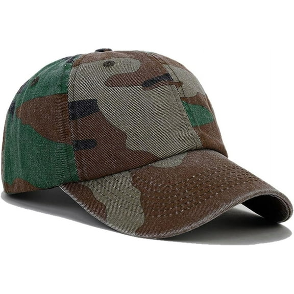 LinYooLi Unisex Military Army Hat Men Women Baseball Cap Flat Top Cap Adjustable Camo Cadet Cap