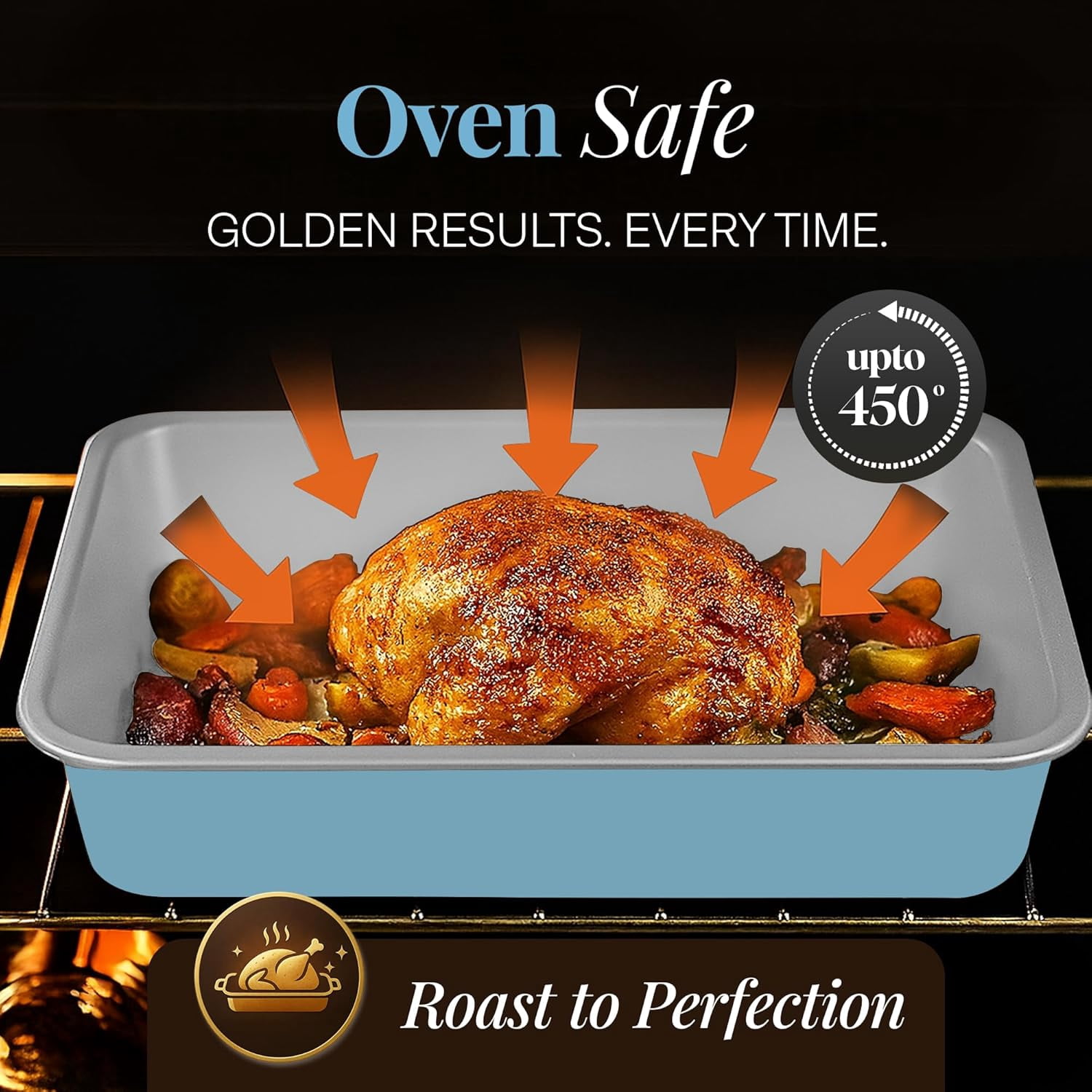 Gotham Steel 6 Pc Stackable Baking Pans Set Non Stick, 70% Space Saving Design, Nonstick Ceramic Bakeware Sets Non Toxic, with Baking Sheet Tray, Cake & Muffin Pans, Oven & Dishwasher Safe