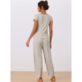 thumbnail image 3 of DARING DIVA Women's Short Sleeve Pajama Set Loungewear Long Pants Sweatsuit XS Beige, 3 of 6