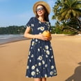 thumbnail image 4 of Easygdp Daisies Flowers para Vestido Transpirable de Mujer, Vestido Suelto de Manga Corta con Pliegues y Bolsillos para el Verano, 4 of 6