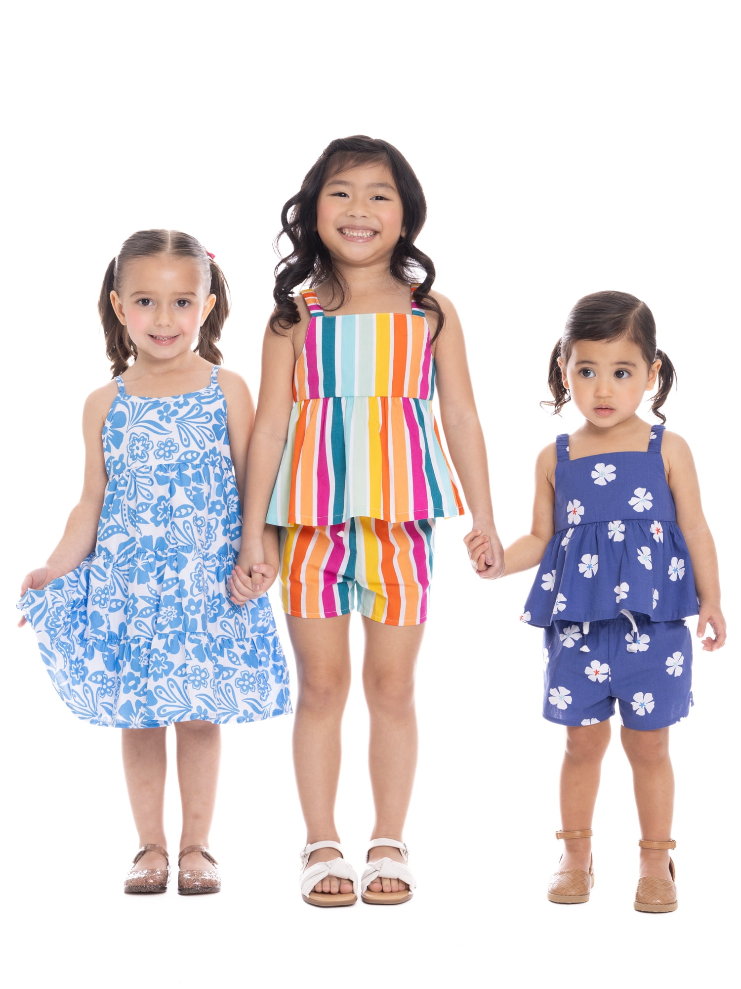 Wonder Nation Toddler Girls Cotton Sleeveless Floral Printed Dress, Sizes 12M-5T