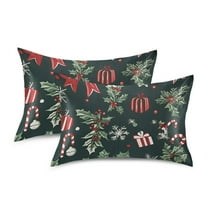 Yayeee Pillowcase Standard Size Set of 2 Satin Wrinkle Resistant Pillow Case, Green Christmas