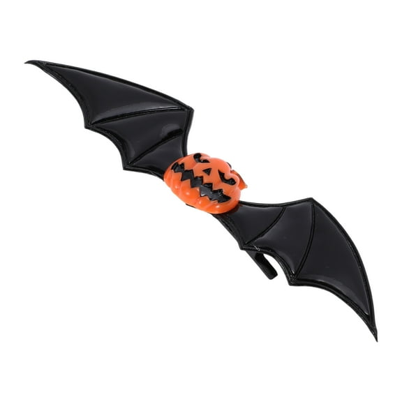 Unique Bargains 1 Pc Hair Clip Halloween Bat Wing Pumpkin Hair Clips for Women Black
