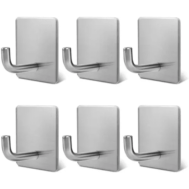 6 pcs Ganchos Acero Inoxidable Autoadhesivos Malubero Malu2262