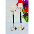 thumbnail image 5 of Silver Candle Holders Set of 2 - Metal Candle Holders for Pillar Candles - 2 Pillar Candle Holder Centerpiece - Pillar Candle Holders for Table - Silver Candle Holder Set Candle Stands Decorative, 5 of 5