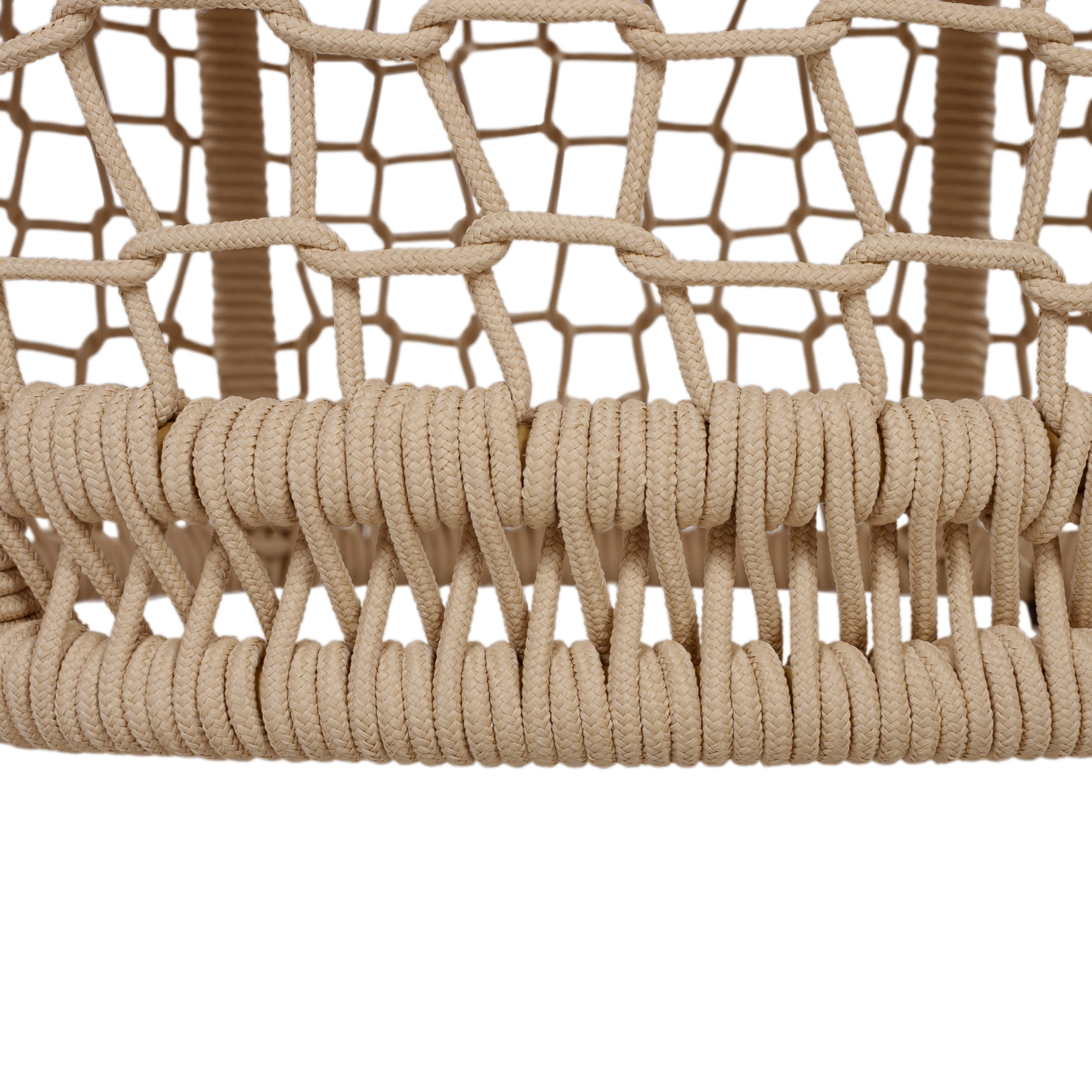Christopher Knight Home 25.6" Coastal Round Wood Side Table with Rope Frame, Weather-Resistant, Light Beige