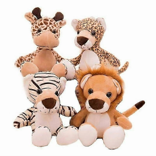 25cm Cute Forest Animal Stuffed Toy Jungle Wedding Throw Children's Gift Claw Machine Doll Giraffe Lion Tiger Leopard