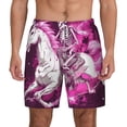 thumbnail image 2 of Picia Skull White Horse pattern Mens Swim Trunks with Compression Liner Stretch Beach Shorts Quick Dry with Zipper Pockets No-Chafing Board Shorts-Large, 2 of 9