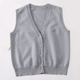 thumbnail image 2 of zbxnLI Girls Boys Sweater Vests V Neck Knit School Uniform Button down Sleeveless Waistcoats Tops, 2 of 5