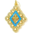 thumbnail image 3 of Blue Opal Cross Crucifix Necklace Faith Rhombus Birthstone Medallion Necklace, 3 of 6