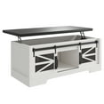 thumbnail image 3 of 47.2 Inch Rustic Farmhouse Coffee Table with Pop Up Workstation, Sliding Barn Door Cabinet and Hidden Storage Compartment, Adjustable Shelf Center Console for Living Room Home Office Entryway, 3 of 8