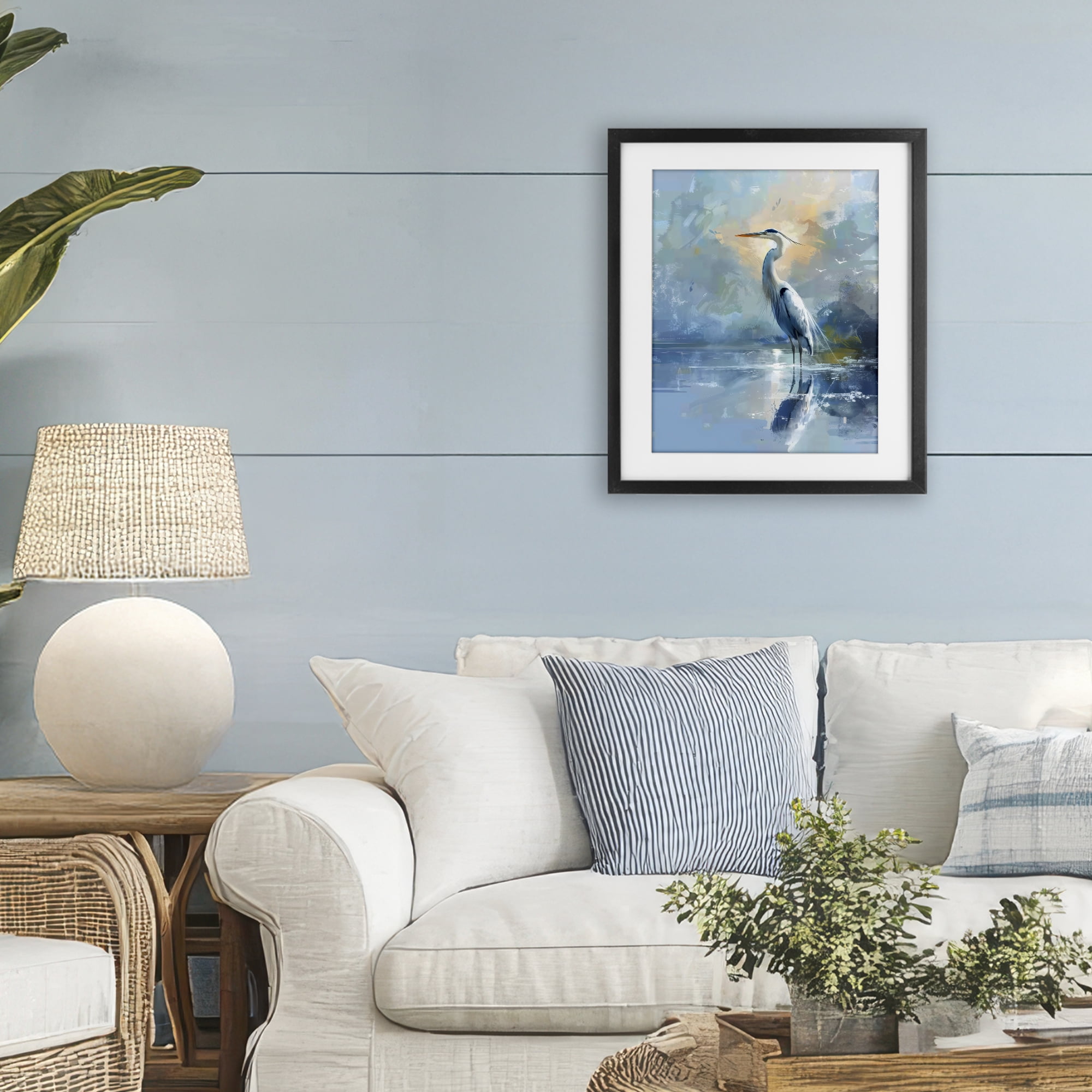 Stupell Industries Tranquil Heron with Dawn Glow Black Framed Print Under Glass, design by Creative Studio