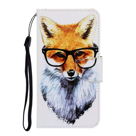 Galaxy S22 Ultra Wallet Case, Colorful Pattern PU Leather Kickstand Card Slots Case Magnetic Shockproof Protective Slim Soft Flip Phone Case Cover For Samsung Galaxy S22 Ultra 6.8 inch 5G 2022,Fox