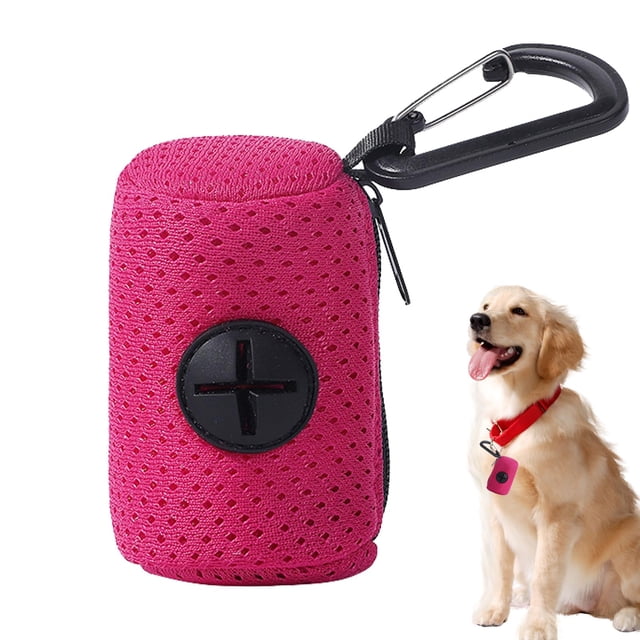 Dispensador de bolsas para excrementos de perros, accesorio de tela de malla, soporte para bolsas para perros con cremallera, soporte para bolsas para excrementos de moda, soporte para excre