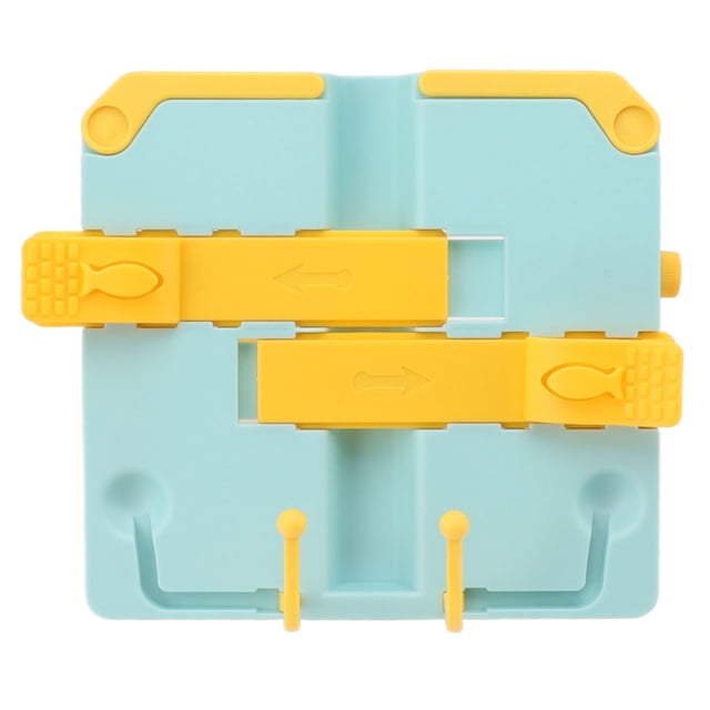 Estante de lectura plegable portátil con bordes redondos, ABS, resistente a arañazos, soporte para libros para biblioteca escolar, amarillo y azul