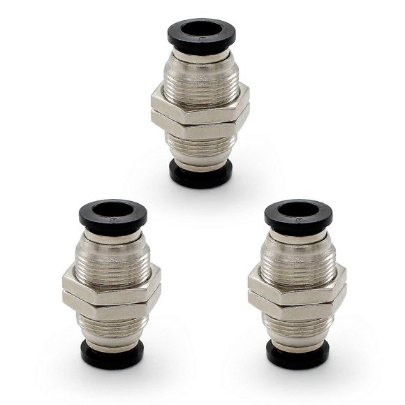 3 Pieces Pneumatic Connectors, Pneumatic Bulkhead Fitting, Pneumatic Quick Connector Connectable Pipe Diameter 8MM