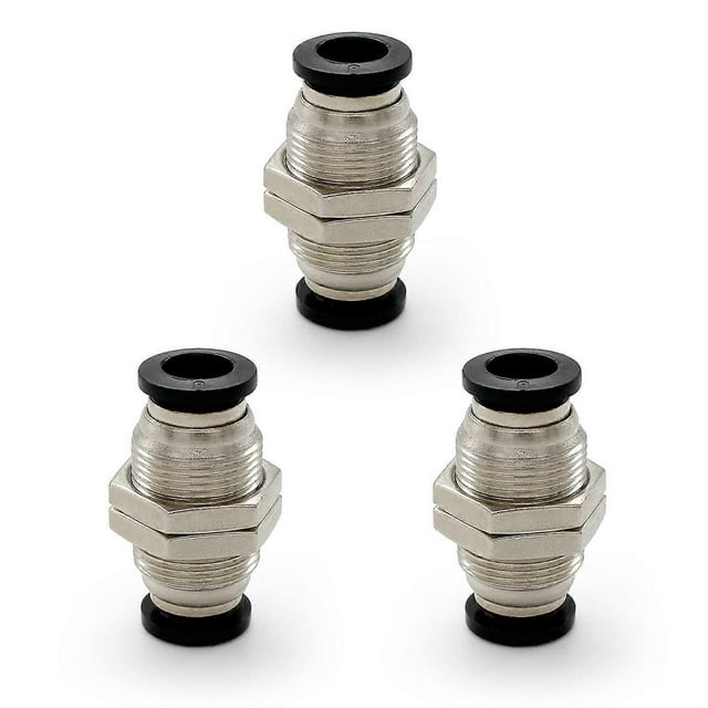 3 Pieces Pneumatic Connectors, Pneumatic Bulkhead Fitting, Pneumatic Quick Connector Connectable Pipe Diameter 8MM