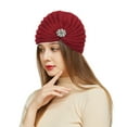 thumbnail image 5 of Yigetop Beanie for Women Women's Round Bead Accessories Hat Woolen Hat Knitted Hat Bohemian Toe Cap Winter Hats for Women Red One Size, 5 of 5