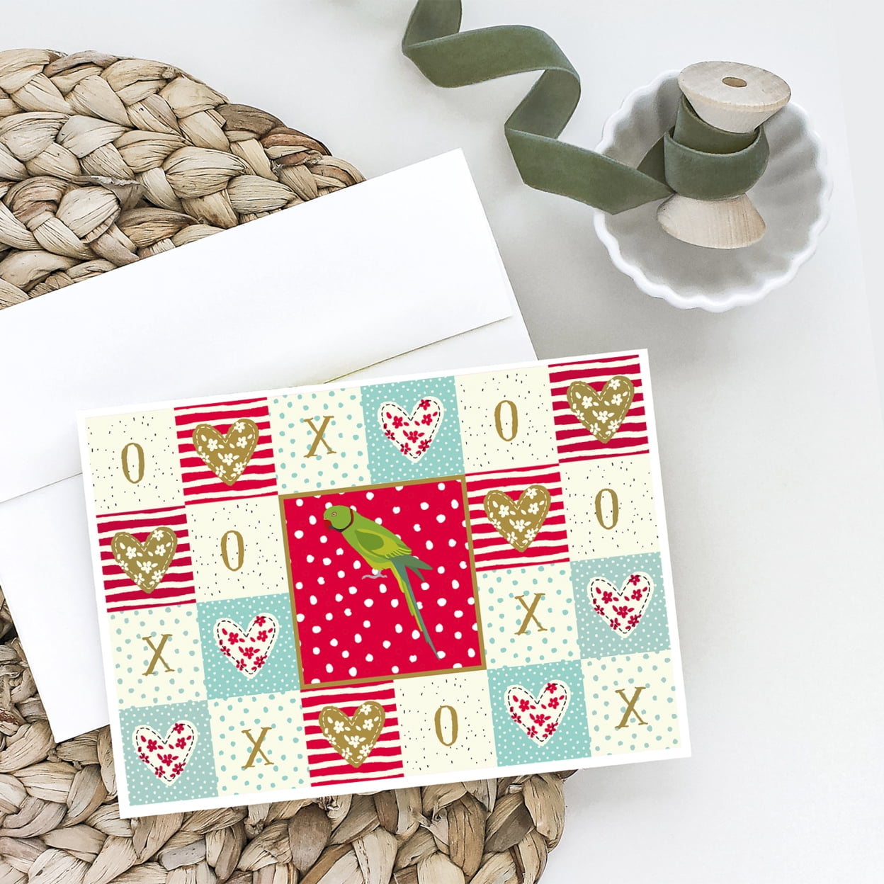 Ring-Necked Parakeet Love Greeting Cards and Envelopes Pack of 8