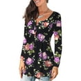 thumbnail image 4 of FOLUNSI Womens Plus Size Long Sleeve Tunic Tops Casual Floral Henley Shirts M-4X, 4 of 7