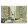 thumbnail image 1 of Jazz Music Cutting Board, Illustration of a Guitarist in an Old Street of New York Buildings Music Cityscape, Decorative Tempered Glass Cutting and Serving Board, Large Size, Beige, by Ambesonne, 1 of 1