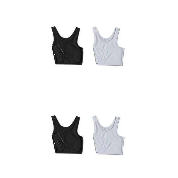 Ruiboury 3 Pieces Chest Binder Underwear women chest wrapped bra Tank Tops  Bandage Trans Breathable Side Hook Bustier Bra