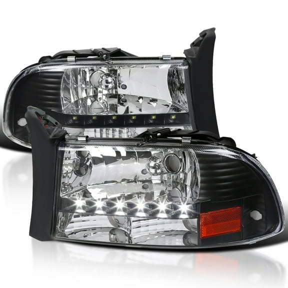 Spec-D Tuning Led Headlights Black Compatible with 1997-2004 Dodge Dakota L R Pair Head Light Lamp Assembly