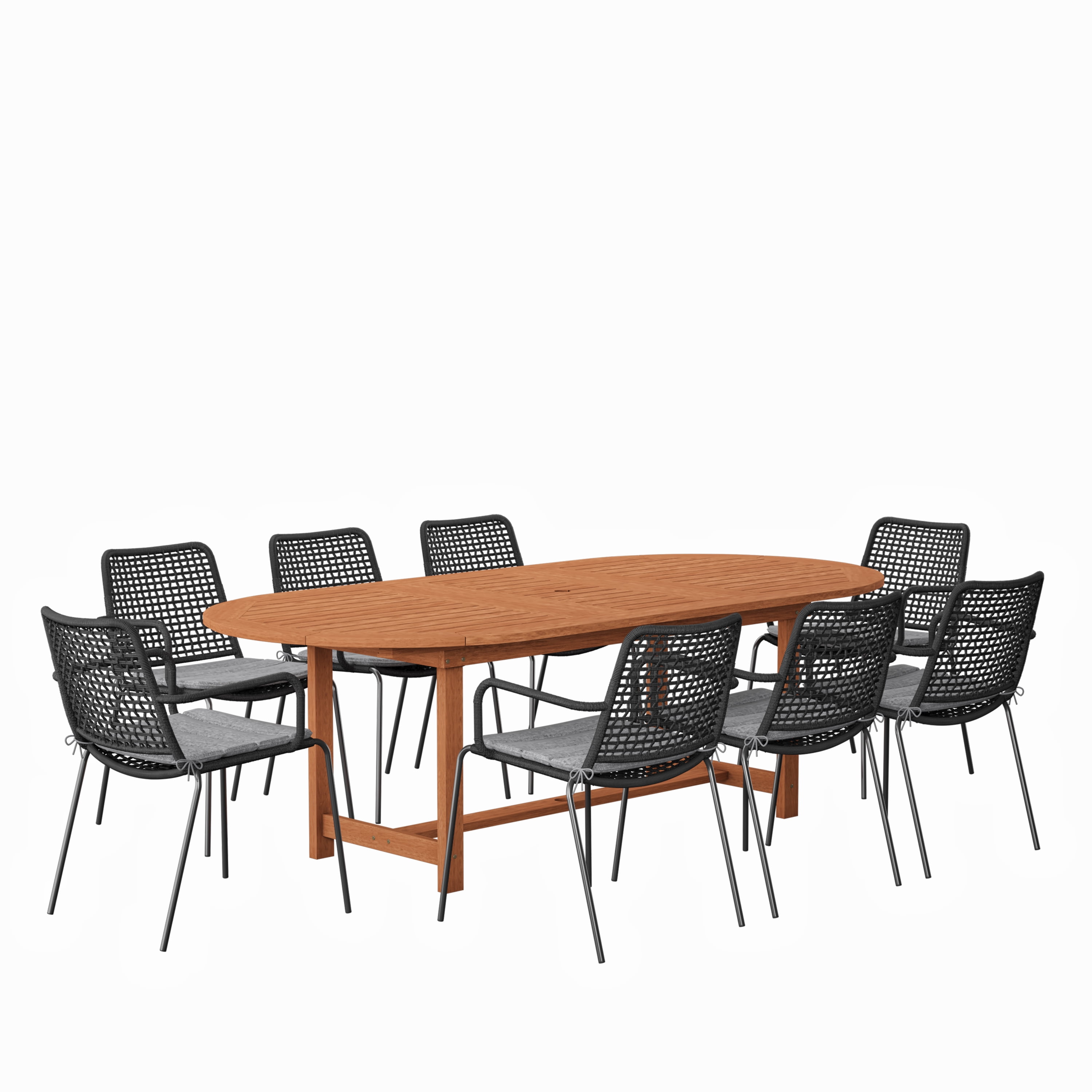 Amazonia Batesville 9 Pieces Eucalyptus Wood Oval Outdoor Dining Set, Ideal for Patio, Seating Capacity: 8