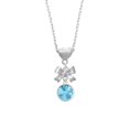 thumbnail image 2 of Delight Jewelry 12mm Crystal Rivoli - Hot Blue Silver tone Bow Heart Necklace, 2 of 4
