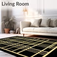 thumbnail image 2 of ODIKA 2'x3' Machine Washable Non-Slip Area Rug, Elegant Black & Gold Geometric Modern Lines High Traffic Rug, Gold, 87351, 2 of 7