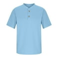 thumbnail image 6 of Viluyesy Boys Short Sleeve T-Shirt 7-8 T, Solid Color Buttons Collar Breathable Dressy School Uniform Tops Light Blue(5-14T), 6 of 8