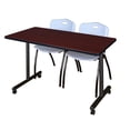 thumbnail image 5 of Regency Kobe 66 x 24 in. Mobile T-Base Training Table- Mahogany, 2 M Stack Chairs- Grey, 5 of 6