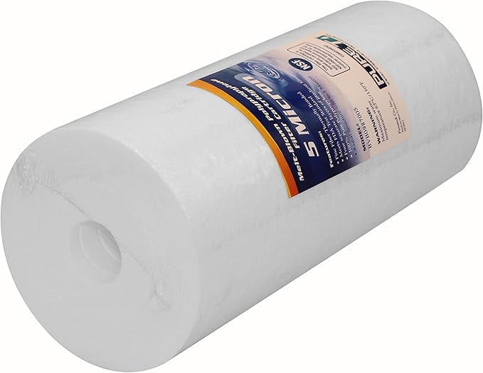 PureT BVB0987005 10x4.5" Water Sediment Filter - NSF Certified - Spun Poly Filter Removes Sediment and Other Organic Debris (5 u Micron Rated)
