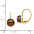 thumbnail image 3 of 14K Yellow Gold 6-7mm Black Button Freshwater Cultured Pearl Leverback Earrings (16 X 8) Made In Canada xf326e, 3 of 5