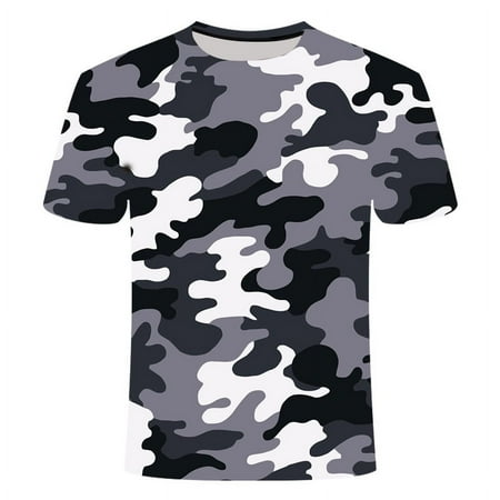 Mens 3D Camouflage Outdoor Sports Print T-Shirts Vintage Dancing Skeletons T-Shirt Regular Fit Pullover Graphic Print Blouses For Men