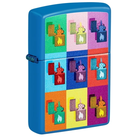 Zippo Pop Art Design Sky Blue Matte Pocket Lighter