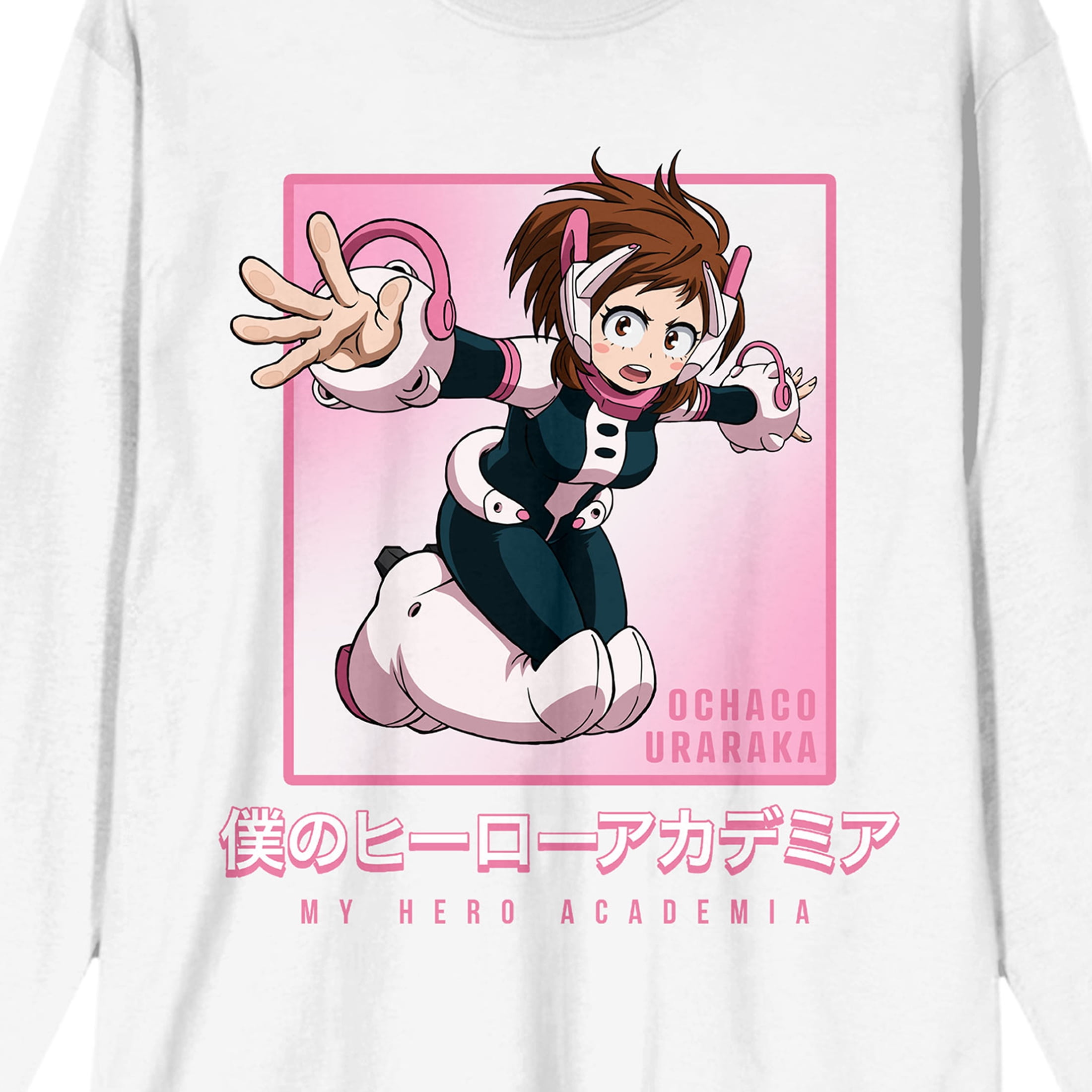 DAIRIKU 長袖カットソー My Hero ホワイト My Hero Academia Ochaco Uraraka Jumping Art Crew Neck Long Sleeve