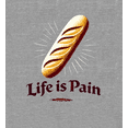 thumbnail image 2 of Life is Pain Bread Pun Adult Heather Gray Long Sleeve Hoodie-Medium, 2 of 3