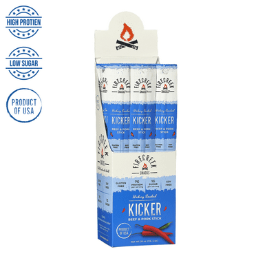 FireCreek Snacks Kicker High Protein Low Sugar, Gluten Free, Beef Snack Stick (Box of 20 - 1oz ea)