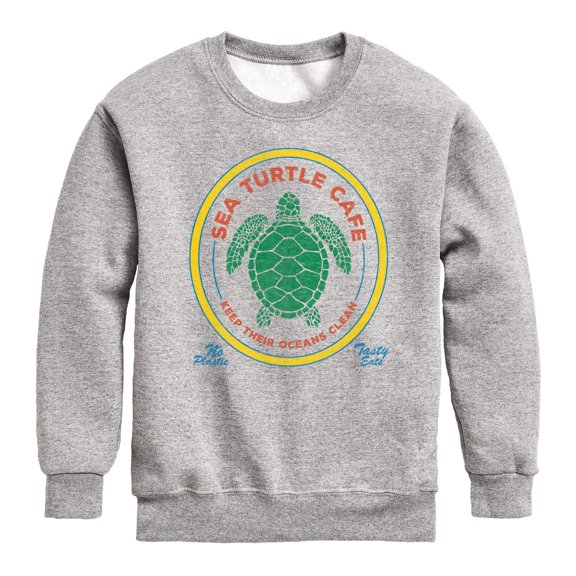 Instant Message - Sea Turtle Cafe Graphic Long Sleeve Fleece Sweatshirt