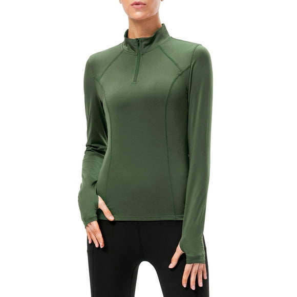 Amdohai Women Sport Shirt Solid Color Stand Collar Long Sleeve Zipper Stretchy -wicking Yoga Running Fitness Sportswear
